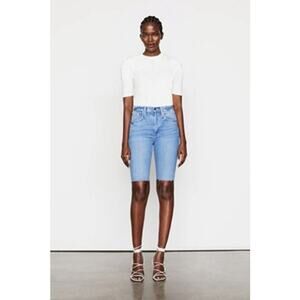 Frame Blue Denim Le Vintage Raw Edge Bermuda Shorts in Clarin Size 28